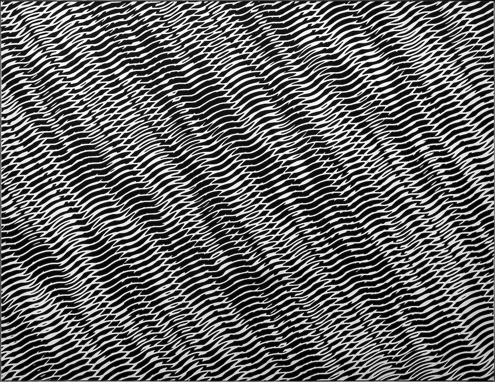 Franco Grignani, Combinatoria di strutture ondulate interferenti su tela sensibile, 1956