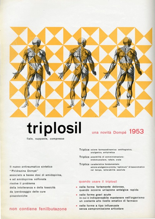 Franco Grignani, Ad for Dompé pharmaceutics, 1953