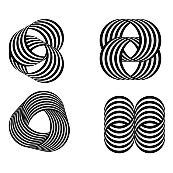 Four of Grignani’s experiments with striped forms from the 1960s